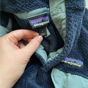 Patagonia Retool (re-tool) fleece sweater navy blue with snaps